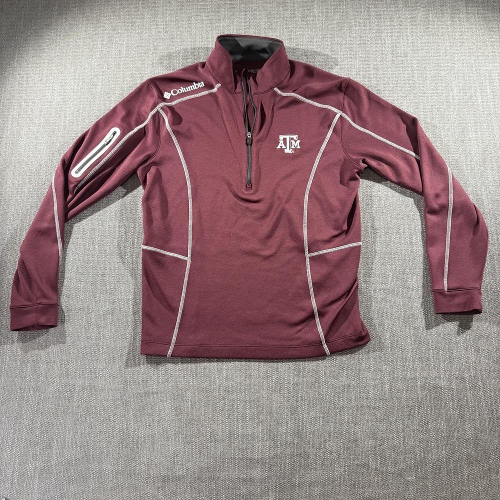 Columbia Golf Texas A&M Pullover Mens Small Maroon Half Zip Athletic Jacket NCAA